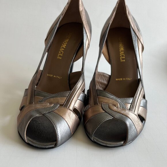 NEW Bruno Magli Peep-Toe Pumps Size 6.5 Bronze Metallic Womens Shoes Italy Made - Picture 9 of 12